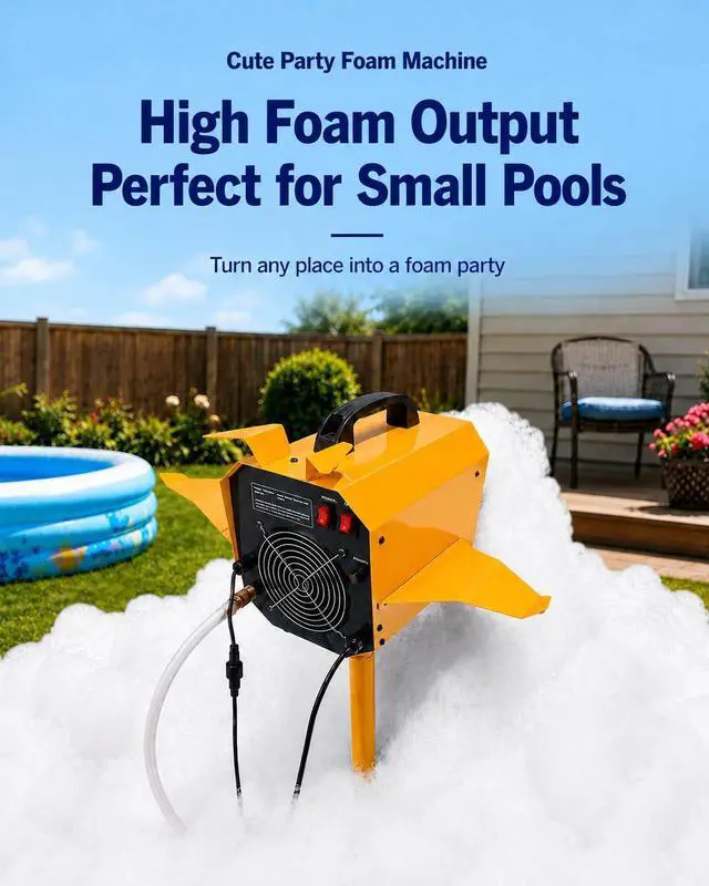 Alt view image 3 of 6 - Foam Machine for Party, Safe 60min Use&Cute AirplaneLook, Foam Party Machine For Pool Parties, Indoor/Outdoor Events. (Yellow-120)