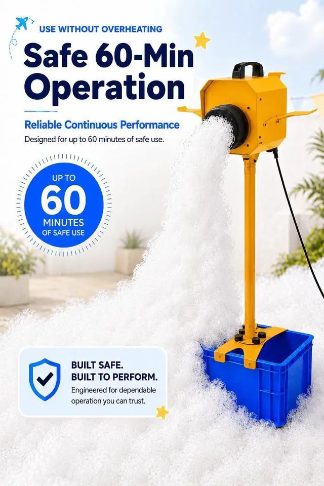 Alt view image 4 of 6 - Foam Machine for Party, Safe 60min Use&Cute AirplaneLook, Foam Party Machine For Pool Parties, Indoor/Outdoor Events. (Yellow-120)