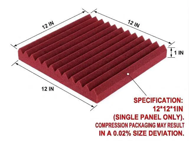 Alt view image 2 of 7 - 96 Pack Allxinlog Absorb the Echo Acoustic Foam Panel Wedge Studio Soundproofing Wall Tiles 12" X 12" X 1" (Accompanied By Double-Sided Adhesive Tape)(48RED+48BLACK)
