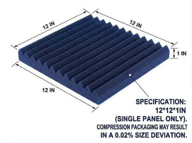 Alt view image 2 of 7 - 96 Pack Blue/black Absorb the echo Acoustic Foam Panel Wedge Studio Soundproofing Wall Tiles 12" X 12" X 1"(Accompanied By Double-Sided Adhesive Tape)