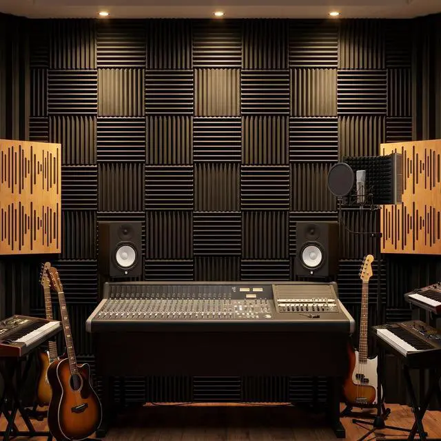 Alt view image 5 of 7 - 96 Pack Allxinlog Absorb the echo Acoustic Foam Panel Wedge Studio Soundproofing Wall Tiles 12" X 12" X 1"(Accompanied By Double-Sided Adhesive Tape) (96-BLACK)