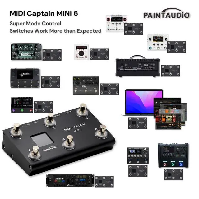 Alt view image 2 of 7 - Paint Audio MIDI Captain MINI 6 Foot Controller Multi-Effects Keyboards Synthesizer USB-MIDI DAW DSP Software USB-HID Support Multi-state Switch Cycling(MIDI Captain MINI 6)