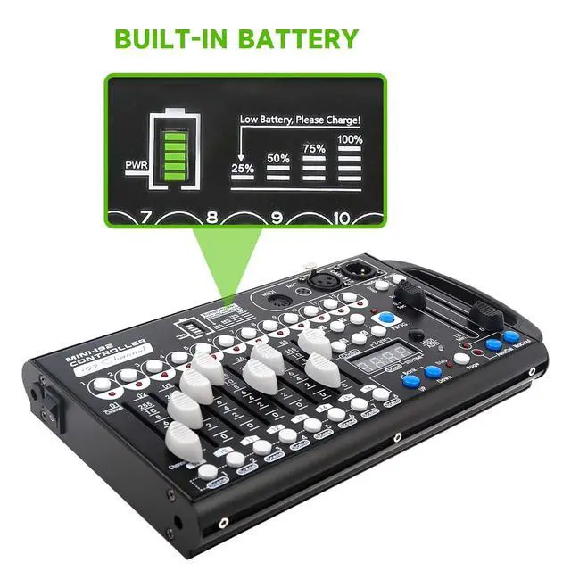 Alt view image 2 of 7 - Battery DMX Controller with Midi, Portable DMX Controller for Moving Head Lights, DMX 192 Controller Lighting Console, Dmx512 Controller with Built-in Battery