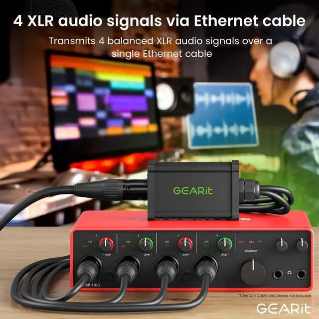 Alt view image 3 of 7 - 4 Channel Snake (2ft Breakout Cable) 3Pin XLR to Ethercon RJ45 Cat5/Cat6 Ethernet Extender - 4 XLR (2 Male, 2 Female) for Live Stage, Sound, Lighting, Audio Recording Studio