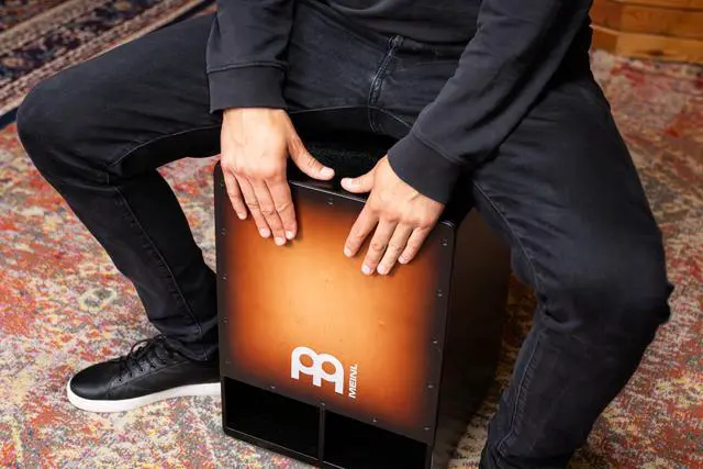 Alt view image 3 of 4 - Bass Cajon Subwoofer Snare Sit-On Box Drum | NOT MADE IN CHINA, Jumbo Size, Front Sound Ports, Baltic Birch Frontplate, Silicone Feet For All Settings