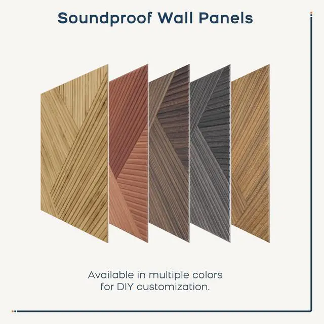 Alt view image 7 of 7 - 6 Pack Wood Wall Panel,23.6"x23.6" Peel and Stick Faux Acousitc Panel | Luxury Walnut Woodgrain Textured Panel for Wall & Home Decor - Self Adhesive Sound Absorbing for Studio,Office, Living Room