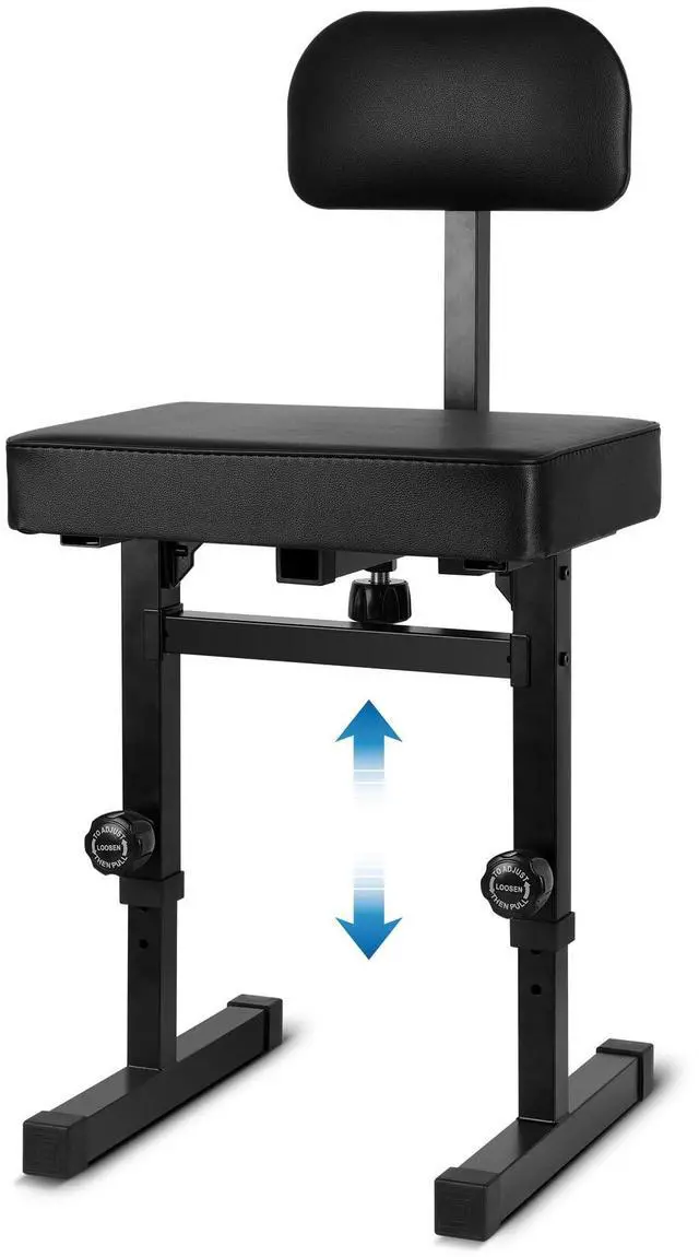 Main image of Piano Bench Adjustable HeightPiano Stool Keyboard Bench Adjustable Piano Bench with Black Padded Cushion for Musicians Piano Stool Chair with Backrest (Pu Leather)