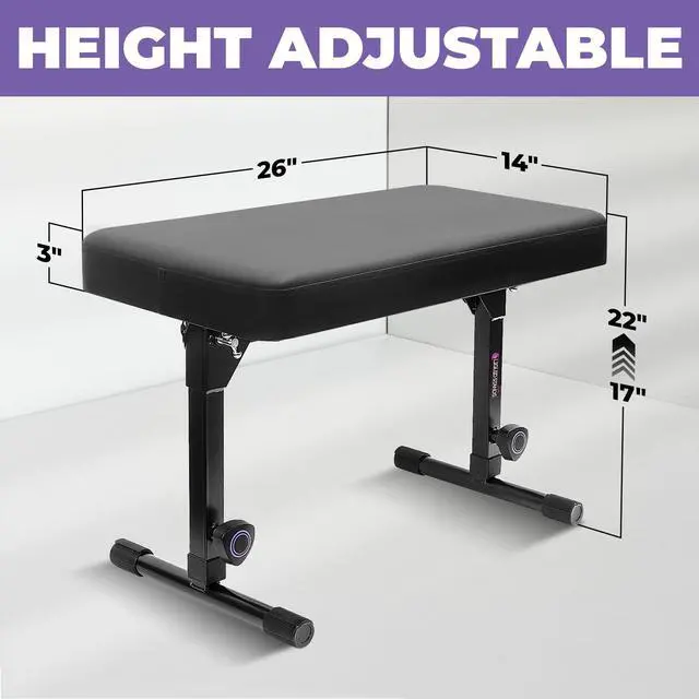 Alt view image 2 of 6 - Foldable Dual Adjustable Piano Bench with Black Cushion | Portable, Music Stool Seat, For Piano Keyboard Stand, Padded Cushion, For Musicians