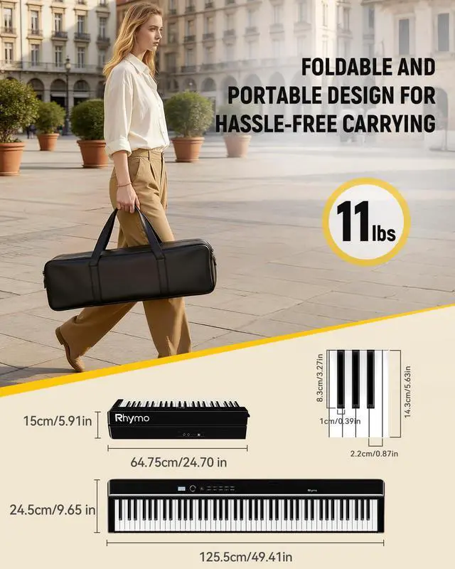 Alt view image 6 of 7 - Folding Keyboard Piano, Upgraded 88 Key Full Size Portable Semi Weighted Electric Piano Keyboard with 30W Stereo Surround Speaker, USB MIDI, Sustain Pedal for Beginners & Adults (Black)