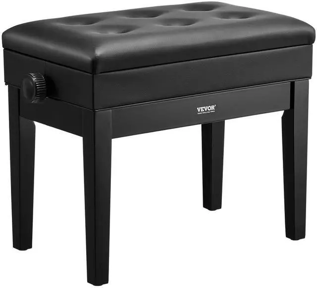 Main image of Piano Bench 22" x 13" x 19.3" Keyboard Chair 19.3"-22.8" Adjustable | for Vanity Living Room, Padded Cushion, 300 lbs Capacity, Wooden Piano Stool Seat, with Storage Compartment for Music Books