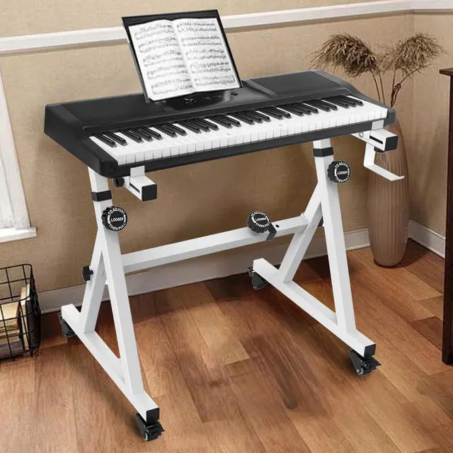 Alt view image 7 of 7 - Universal Z-style Heavy-Duty Piano Keyboard Stand - Adjustable and Portable for 61/88 Keys (White)