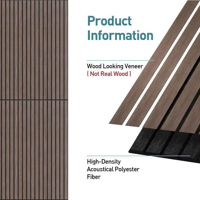 Alt view image 2 of 5 - 6 Pack Acoustic Wall Panels, 47.2" X 23.6" Sound Absorbing Panels, Decorative Sound Proof Panels for Home, Office, Studio Room, Deep Walnut