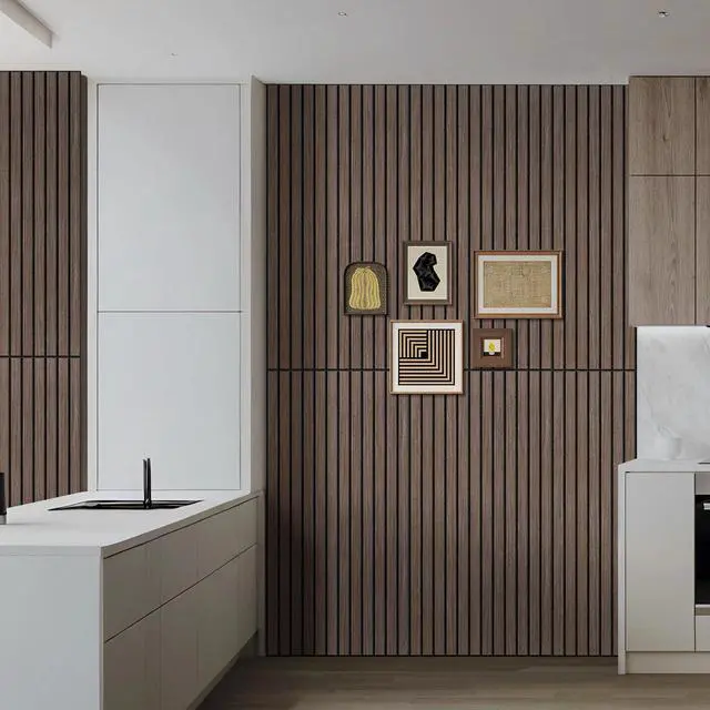 Alt view image 3 of 5 - 6 Pack Acoustic Wall Panels, 47.2" X 23.6" Sound Absorbing Panels, Decorative Sound Proof Panels for Home, Office, Studio Room, Deep Walnut