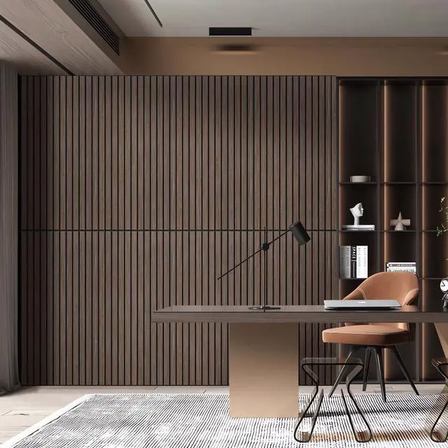 Alt view image 5 of 5 - 6 Pack Acoustic Wall Panels, 47.2" X 23.6" Sound Absorbing Panels, Decorative Sound Proof Panels for Home, Office, Studio Room, Deep Walnut