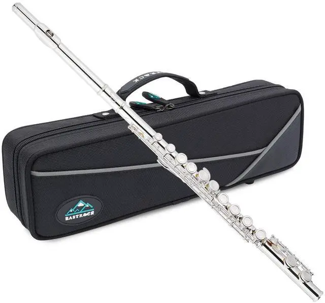 Main image of Closed Hole Flutes C 16 Key for Beginner, Kids, Student Silver Nickel Flute with Case Stand and Cleaning kit