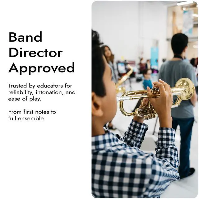 Alt view image 3 of 7 - Jean Paul TR-330 Student Bb Trumpet, Two-Piece Yellow Brass Bell, Stainless Steel Valves, U.S. Play-Tested, Gold Lacquer Finish, 7C Mouthpiece and Semi-Hard Case Included