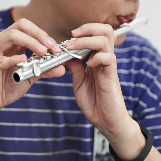 Alt view image 6 of 7 - Piccolo Instrument for Beginners Students, Key of C Flute, Hard Case, Cleaning Kit, Gloves, 2-Piece, Silver Plated, EPC-2S
