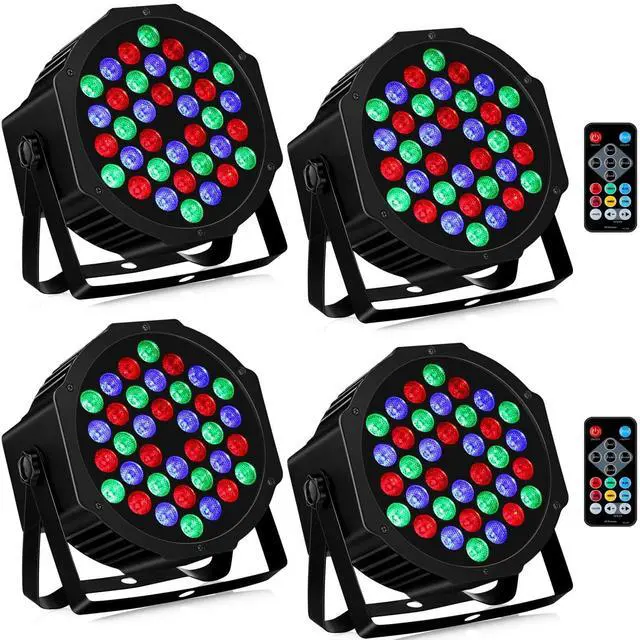 Main image of 36LEDs RGB Stage Lights 4Pack: 36W Par Light- Remote & DMX Control - Sound Activated Corded Electric Uplights for Events Wedding Party Club Band Music Dance DJ Live Show Church Lighting