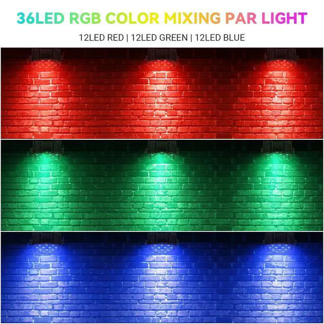Alt view image 2 of 7 - 36LEDs RGB Stage Lights 4Pack: 36W Par Light- Remote & DMX Control - Sound Activated Corded Electric Uplights for Events Wedding Party Club Band Music Dance DJ Live Show Church Lighting