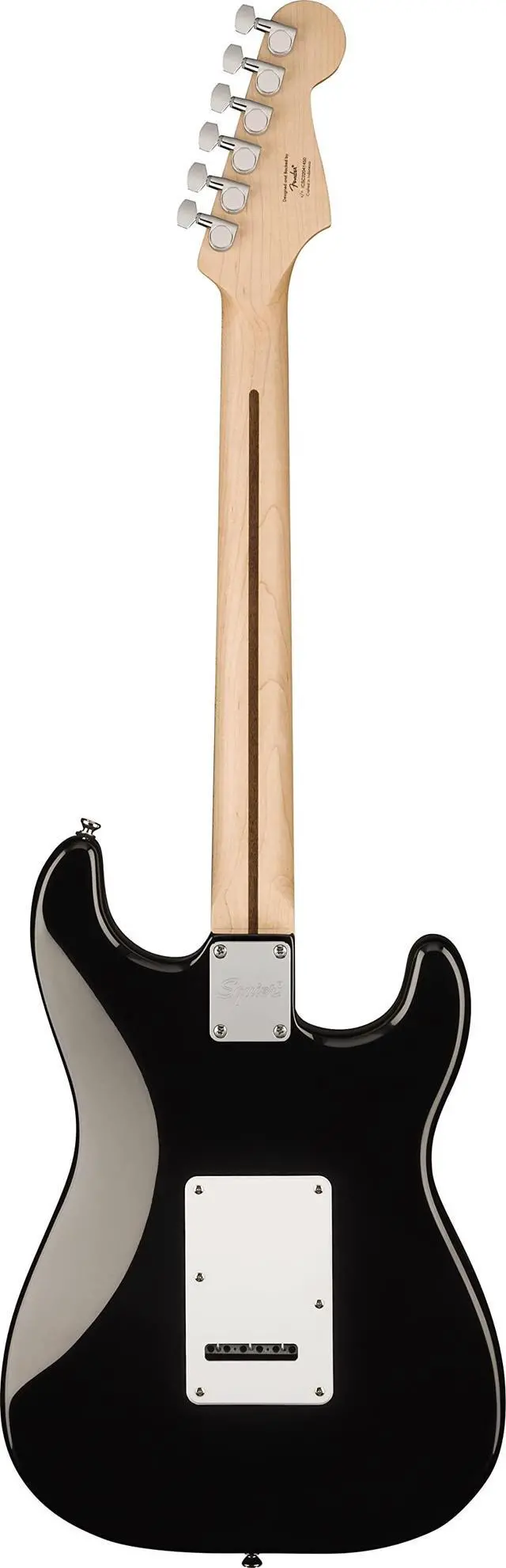 Alt view image 2 of 7 - Squier Sonic Stratocaster Electric Guitar, Left-Handed,Black | Left-handed Strat-style body, maple fingerboard, white pickguard, beginner-friendly, -backed quality