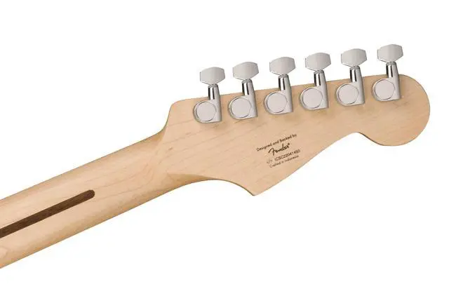 Alt view image 6 of 7 - Squier Sonic Stratocaster Electric Guitar, Left-Handed,Black | Left-handed Strat-style body, maple fingerboard, white pickguard, beginner-friendly, -backed quality