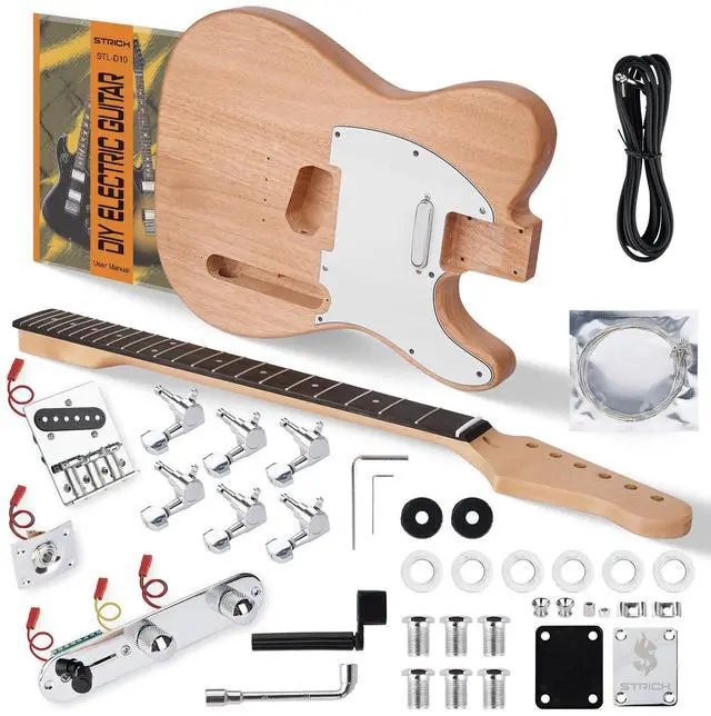 Main image of DIY Electric Guitar Kit, TL Style Mahogany Body & Maple Neck Guitar with SS Pickups, Easy to Assemble Kit with All Parts Included Build Your Own Electric Guitar STL-D10