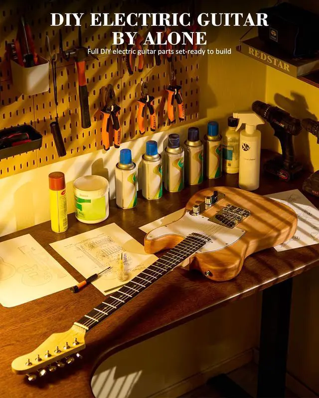 Alt view image 2 of 7 - DIY Electric Guitar Kit, TL Style Mahogany Body & Maple Neck Guitar with SS Pickups, Easy to Assemble Kit with All Parts Included Build Your Own Electric Guitar STL-D10
