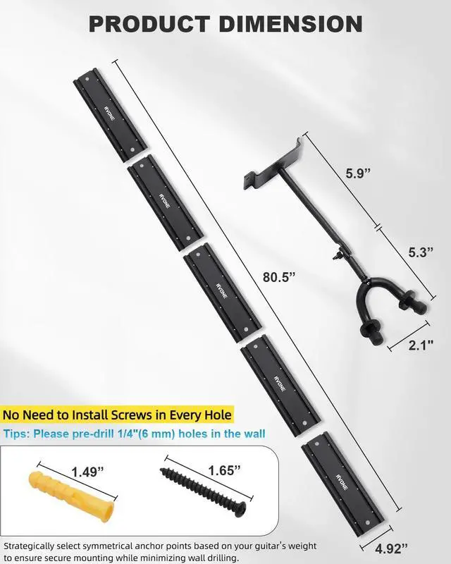 Alt view image 3 of 7 - Guitar Wall Mount Hagers for Multiple Guitars, Adjustable Rubber Cradles Guitar Wall Rack, Fixed Clips, Strong Aluminum Acoustic & Electric Guitars Rack, Bass Holder, Violin Ukulele Organizer