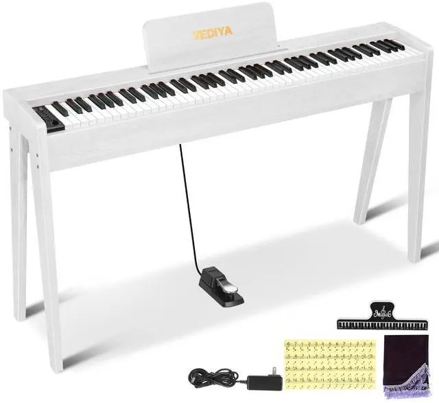 Main image of Digital Piano 88 Keys Semi-Weighted Full Size Keyboard for Beginners, Electric Piano with MIDI, Pedal, Keyboard Piano 800 Tones, 600 Rhythms, Dual Speakers, Recording Function (White)