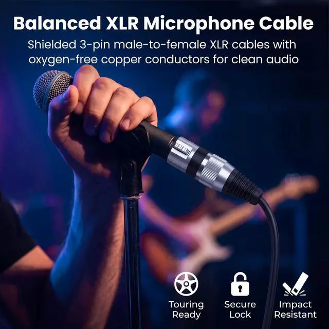 Alt view image 2 of 7 - XLR Cables 10ft 10 Pack, Microphone Cable XLR Male to Female, Balanced Shielded Mic Cable with Copper Conductors for Recording Studio, Podcast, Stage Audio & Live Sound