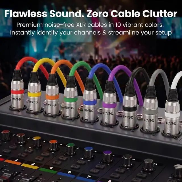 Alt view image 7 of 7 - XLR Cables 10ft 10 Pack, Microphone Cable XLR Male to Female, Balanced Shielded Mic Cable with Copper Conductors for Recording Studio, Podcast, Stage Audio & Live Sound