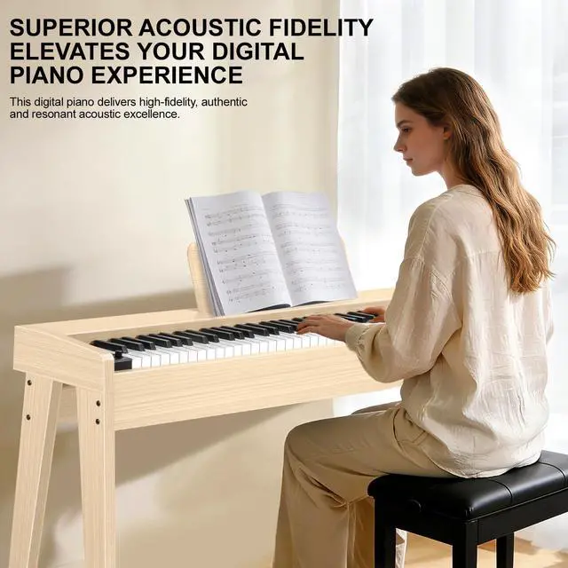 Alt view image 2 of 7 - Digital Piano 88 Keys Semi-Weighted Full Size Keyboard for Beginners, Electric Piano with MIDI, Pedal, Keyboard Piano 800 Tones, 600 Rhythms, 80 Demo Songs, Dual Speakers, Recording Function (Apricot)