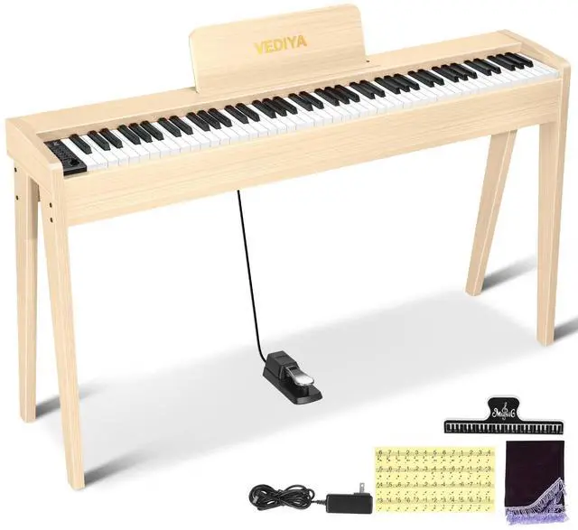 Main image of Digital Piano 88 Keys Semi-Weighted Full Size Keyboard for Beginners, Electric Piano with MIDI, Pedal, Keyboard Piano 800 Tones, 600 Rhythms, 80 Demo Songs, Dual Speakers, Recording Function (Apricot)