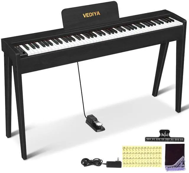 Main image of Digital Piano 88 Keys Semi-Weighted Full Size Keyboard for Beginners, Electric Piano with MIDI, Pedal, Keyboard Piano 800 Tones, 600 Rhythms, Dual Speakers, Recording Function (Black)