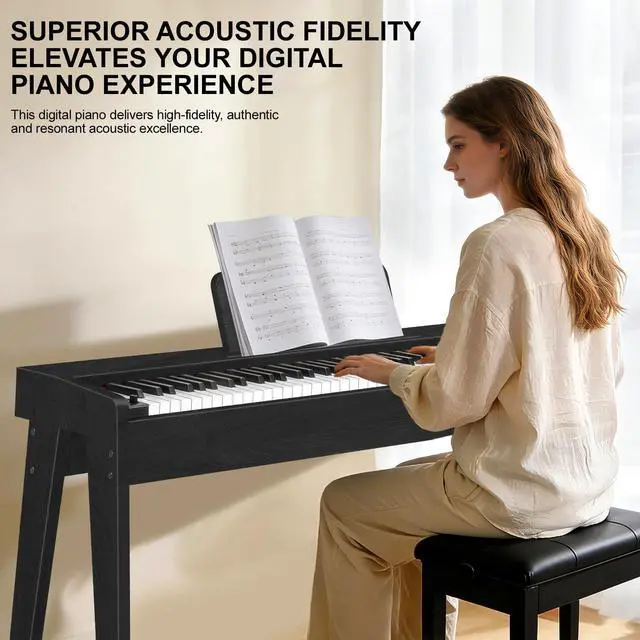 Alt view image 2 of 7 - Digital Piano 88 Keys Semi-Weighted Full Size Keyboard for Beginners, Electric Piano with MIDI, Pedal, Keyboard Piano 800 Tones, 600 Rhythms, Dual Speakers, Recording Function (Black)