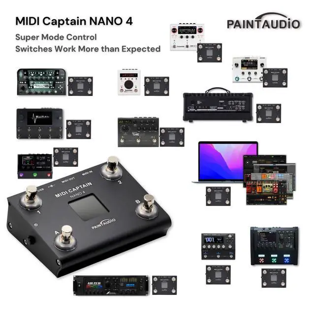 Alt view image 2 of 7 - Paint Audio MIDI Captain NANO 4 Foot Controller Multi-Effects Keyboards Synthesizer USB-MIDI DAW DSP Software USB-HID Support Multi-state Switch Cycling (MIDI Captain NANO 4)