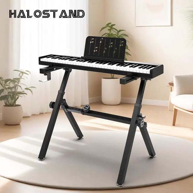 Alt view image 6 of 7 - Universal Keyboard Stand, Z-style Heavy-Duty Piano Stand, Adjustable and Portable Piano Keyboard Stand for 61 and 88 Keys, Piano Stand for 88 Keyboard, Rolling Keyboard Stand
