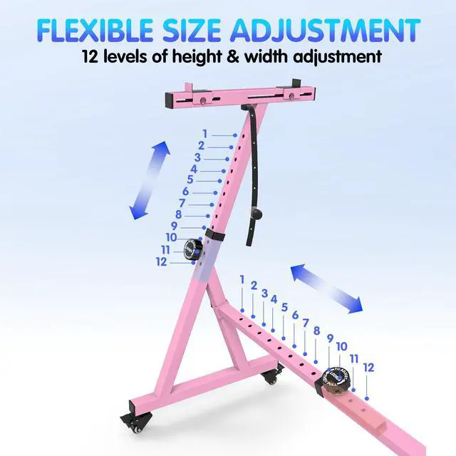 Alt view image 4 of 7 - Universal Keyboard Stand, Z-style Heavy-Duty Piano Stand, Adjustable and Portable Piano Keyboard Stand for 61 and 88 Keys, Pink