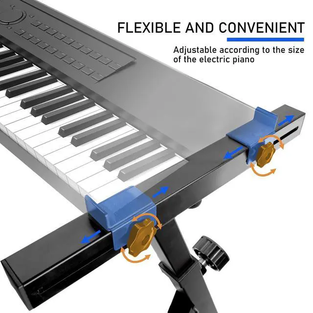 Alt view image 6 of 7 - Universal Keyboard Stand, Z-style Heavy-Duty Piano Stand, Adjustable and Portable Piano Keyboard Stand for 61 and 88 Keys