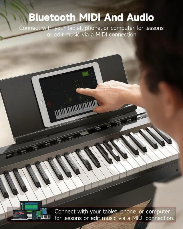 Alt view image 5 of 7 - DEP-16A Beginner Digital Piano 88 Key Full Size Weighted Keyboard, Portable Electric Piano with 3-Pedal Unit