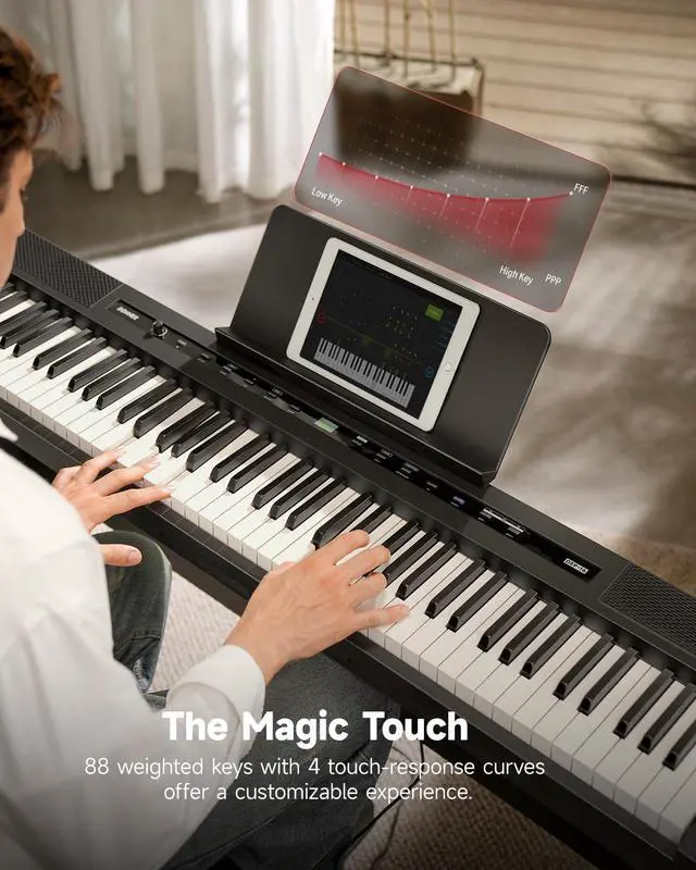 Alt view image 6 of 7 - DEP-16A Beginner Digital Piano 88 Key Full Size Weighted Keyboard, Portable Electric Piano with 3-Pedal Unit