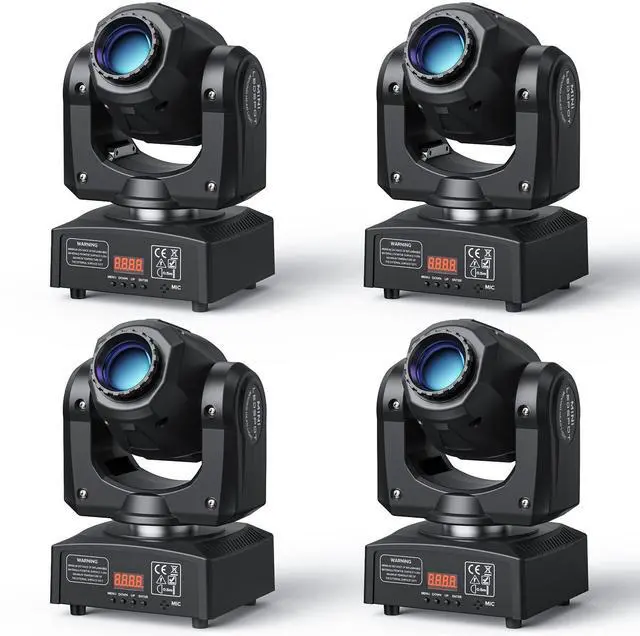 Main image of Moving Head DJ Lights, 50W LED Moving Head Light with 7 Gobos 7 Colors and Open White Beam Spotlight by DMX and Sound Activated for Wedding DJ Disco Parties Live Show Church Bar (Set of 4)