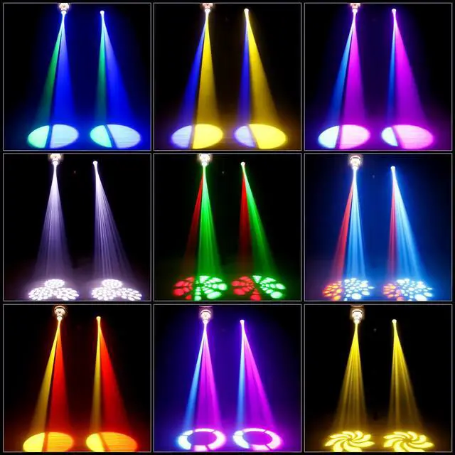 Alt view image 2 of 7 - Moving Head DJ Lights, 50W LED Moving Head Light with 7 Gobos 7 Colors and Open White Beam Spotlight by DMX and Sound Activated for Wedding DJ Disco Parties Live Show Church Bar (Set of 4)
