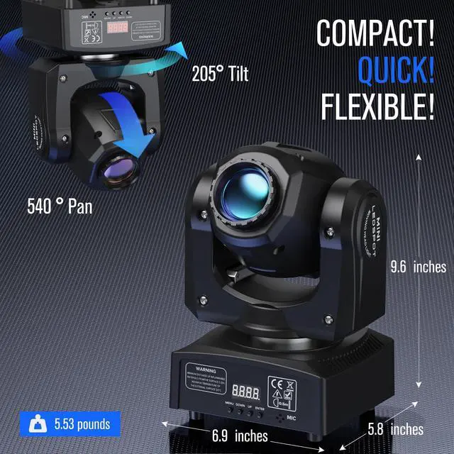 Alt view image 6 of 7 - Moving Head DJ Lights, 50W LED Moving Head Light with 7 Gobos 7 Colors and Open White Beam Spotlight by DMX and Sound Activated for Wedding DJ Disco Parties Live Show Church Bar (Set of 4)