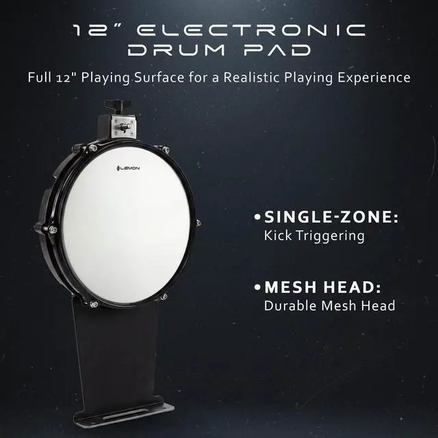 Alt view image 2 of 7 - T550 Electronic Drum Pad - 12 Inch Rack Mounted Kick Pad, Durable Mesh, Compatible with Roland, Alesis Nitro Max, Yamaha DTX, Simmons, Donner, Electric Drum Kit Expansion Pad for Electric Kits