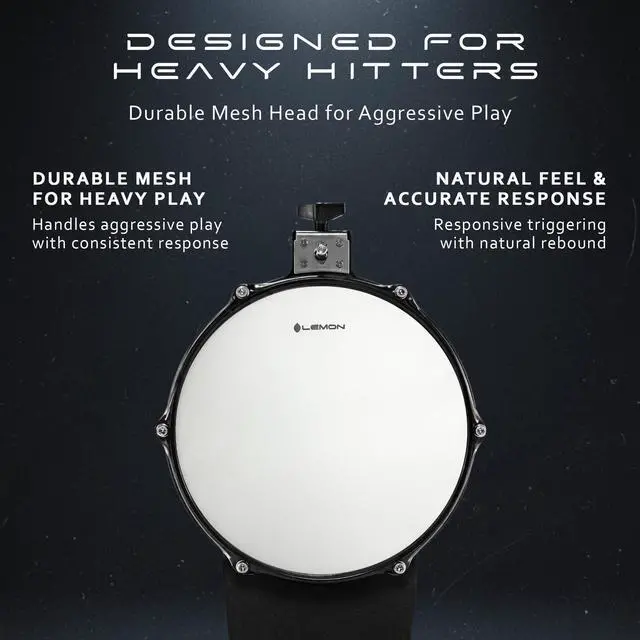 Alt view image 3 of 7 - T550 Electronic Drum Pad - 12 Inch Rack Mounted Kick Pad, Durable Mesh, Compatible with Roland, Alesis Nitro Max, Yamaha DTX, Simmons, Donner, Electric Drum Kit Expansion Pad for Electric Kits