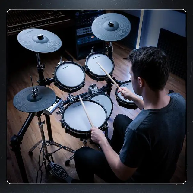 Alt view image 6 of 7 - T550 Electronic Drum Pad - 12 Inch Rack Mounted Kick Pad, Durable Mesh, Compatible with Roland, Alesis Nitro Max, Yamaha DTX, Simmons, Donner, Electric Drum Kit Expansion Pad for Electric Kits