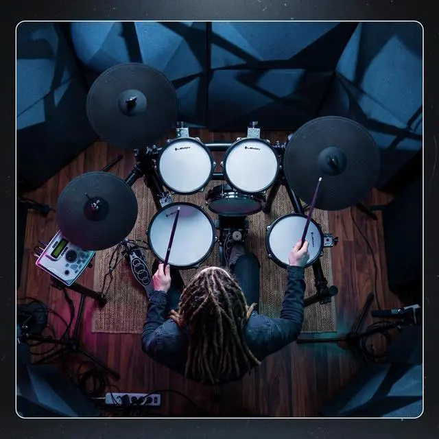 Alt view image 7 of 7 - T550 Electronic Drum Pad - 12 Inch Rack Mounted Kick Pad, Durable Mesh, Compatible with Roland, Alesis Nitro Max, Yamaha DTX, Simmons, Donner, Electric Drum Kit Expansion Pad for Electric Kits