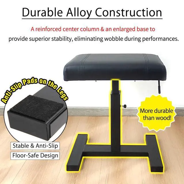 Alt view image 7 of 7 - Height Adjustable Keyboard Bench Hydraulic Lifting Smooth | Piano Bench 19.3" x 12.2" PU Leather Seat Keyboard Chair Heavy Duty Piano Stool with High-Density Sponge Alloy Base