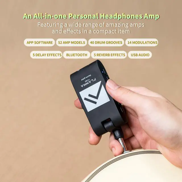 Alt view image 5 of 7 - FX20 Guitar Headphone Amp with APP 40 Drum Grooves 52 Amp Modes 5 Delay 5 Reverb Effects 14 Modulations for Practice Recording and Creativity